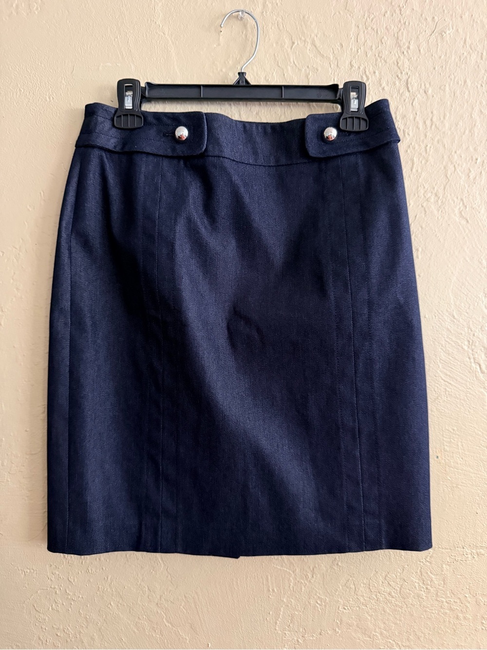 Jones New York Navy Pencil Skirt with Button Tabs